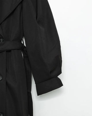 Double-breasted long trench coat