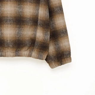 (Unisex) Ombre Check Cropped Zip-Up