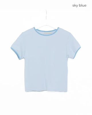 Two-tone block ringer neck T-shirt