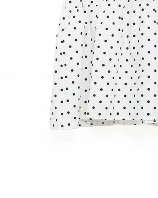Dot pattern shirred short-sleeved dress