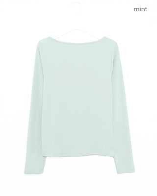 Slashed Neck Long T-Shirt