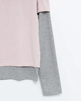 Lace off-shoulder layered long t-shirt