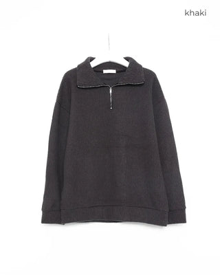 Brushed Overfit Half Knit Zip