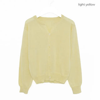 Linen blend round neck cardigan