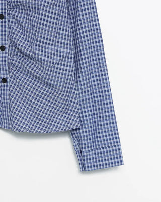 Checked gathered crop shirt