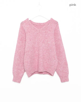 V-neck angora knit