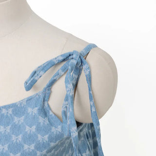 Ribbon denim bustier