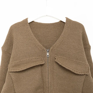 Flap zip cardigan