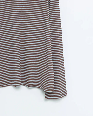 Striped boat neck summer long-sleeve T-shirt