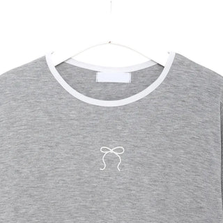 Spun ribbon color-blocked short-sleeved T-shirt