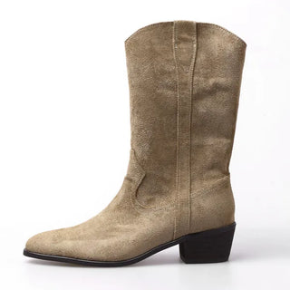 Suede pointed-toe half boots