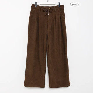 Corduroy strap wide pants