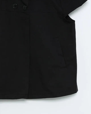 Round collar neck double-button blouse