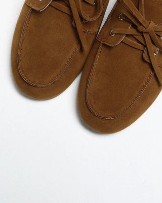 Suede eyelet loafers