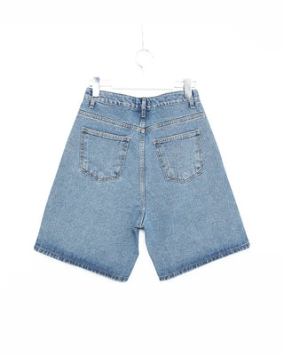 Straight-leg denim shorts