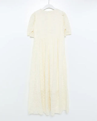 Flower Pattern Puff Long Dress