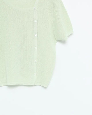 Asymmetrical Button Short Sleeve Knit