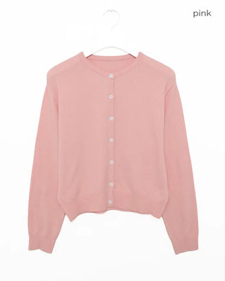 Ribbed Point Round Neck Cardigan
