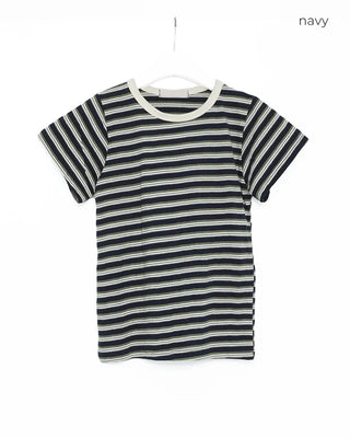 Multi-striped short-sleeved T-shirt
