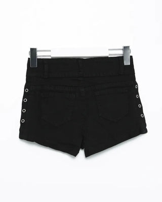 Skull Studded Berry Short Black Pants