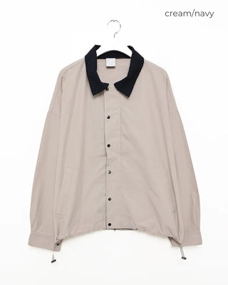 (Unisex) Drawstring Hem Bicolor Blouson