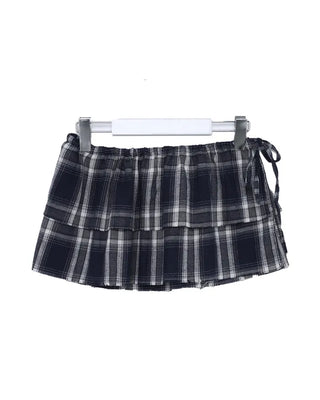 Checked frill wrap skirt