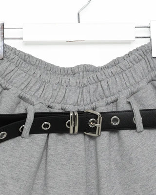 Belted wide sweat Bermuda shorts
