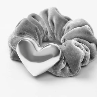 Velvet heart hair tie
