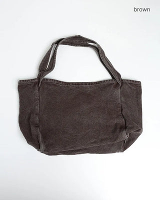 Color-washed denim square tote bag