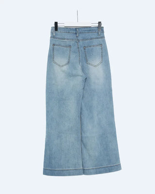 Lace pocket denim pants