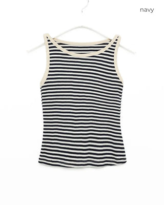 Ringer Cropped Striped Tank Top