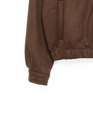 Elastic waistband colored suede jacket