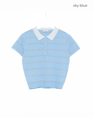 Border Color Slim Fit Short Sleeve Knit