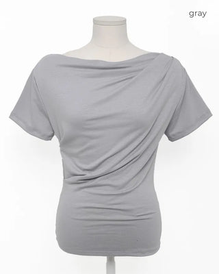Shirred Off-Shoulder T-Shirt