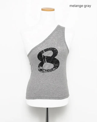 Pigment 8 Lettering One-Shoulder Tank Top