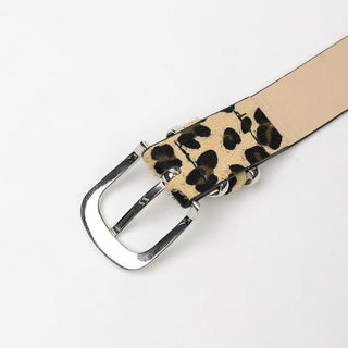 Leopard pattern pin belt