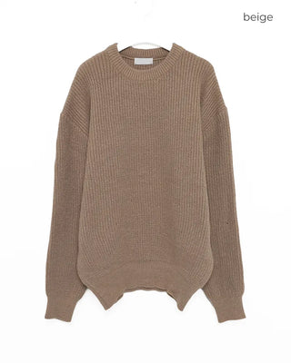 Rib-knit round neck sweater