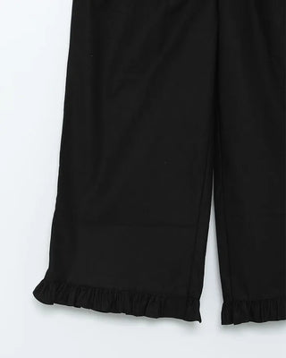 Frilled hem wide half pants