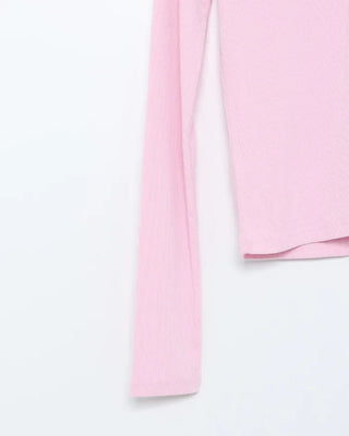 Henley neck long-sleeved T-shirt