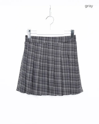 Checked pleated mini skirt