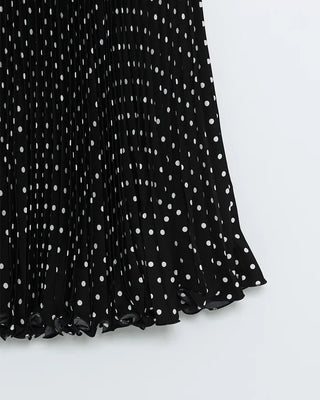 Dot Point Pleated Long Skirt