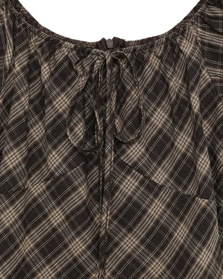 Checkered ribbon asymmetrical dress