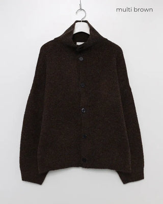 Polo collar multi-knit cardigan