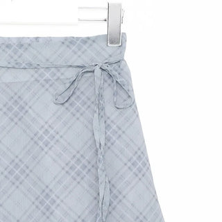 See-through tan check midi skirt