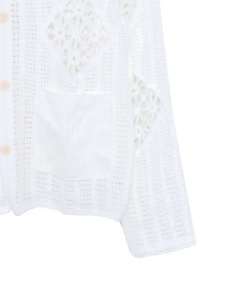 Lace-point color cardigan
