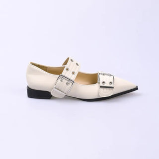 Belted pointed flat shoes