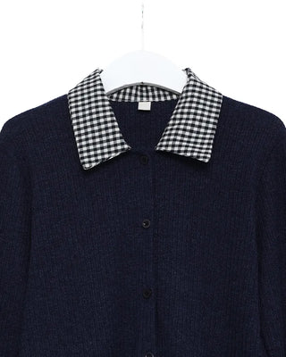 Checked knit cardigan