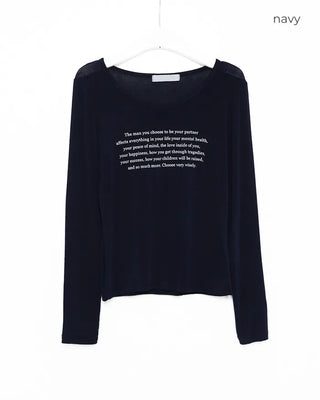 Lettering Cropped Long-Sleeve T-Shirt
