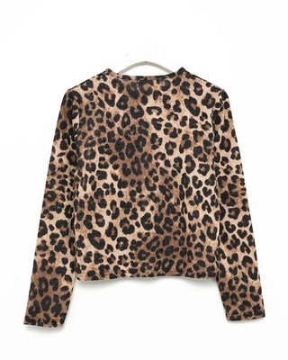 Leopard print semi-cropped cardigan