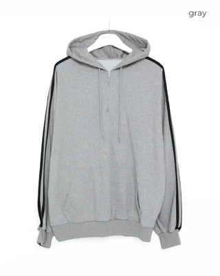 Half-zip line sleeve oversized hoodie